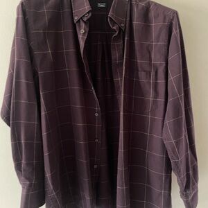 Haggar Men's Plum Checkered Button Down Shirt